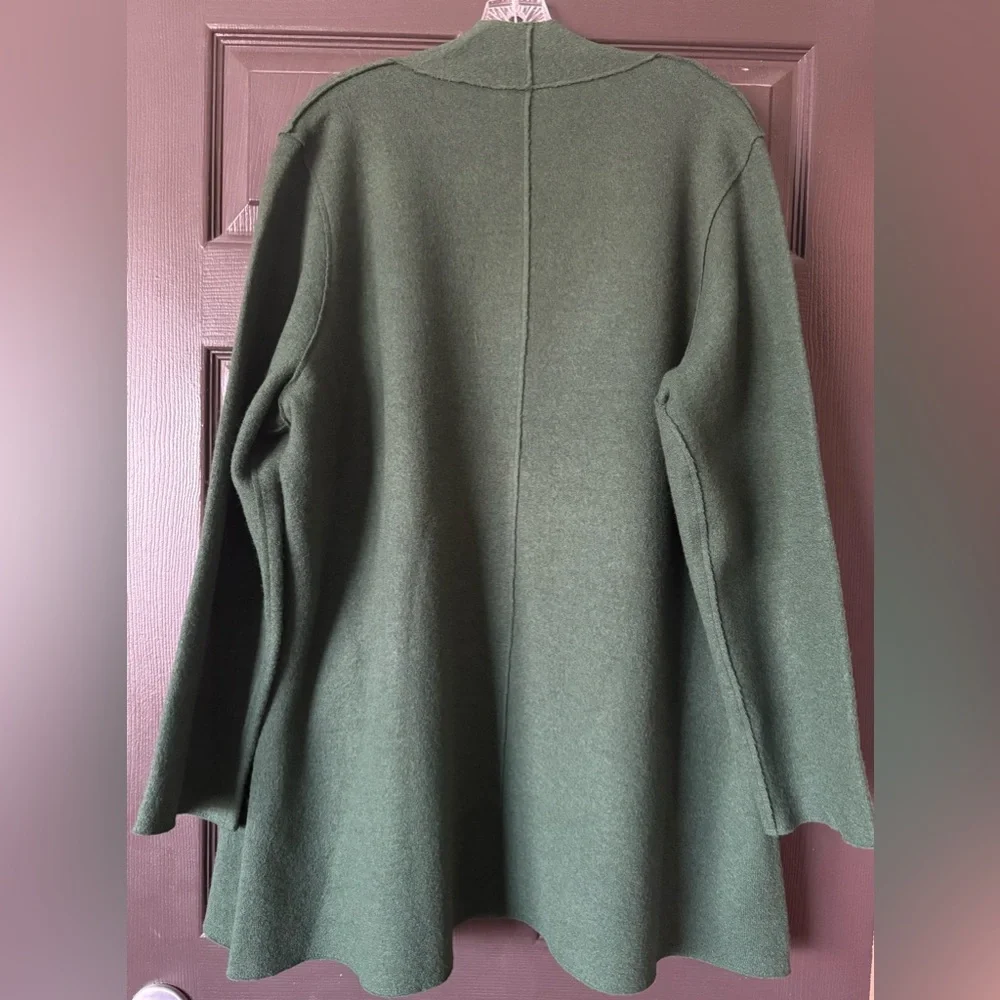 Eileen Fisher Forest Green Boiled Wool Sweater Jacket - Picture 2 of 6